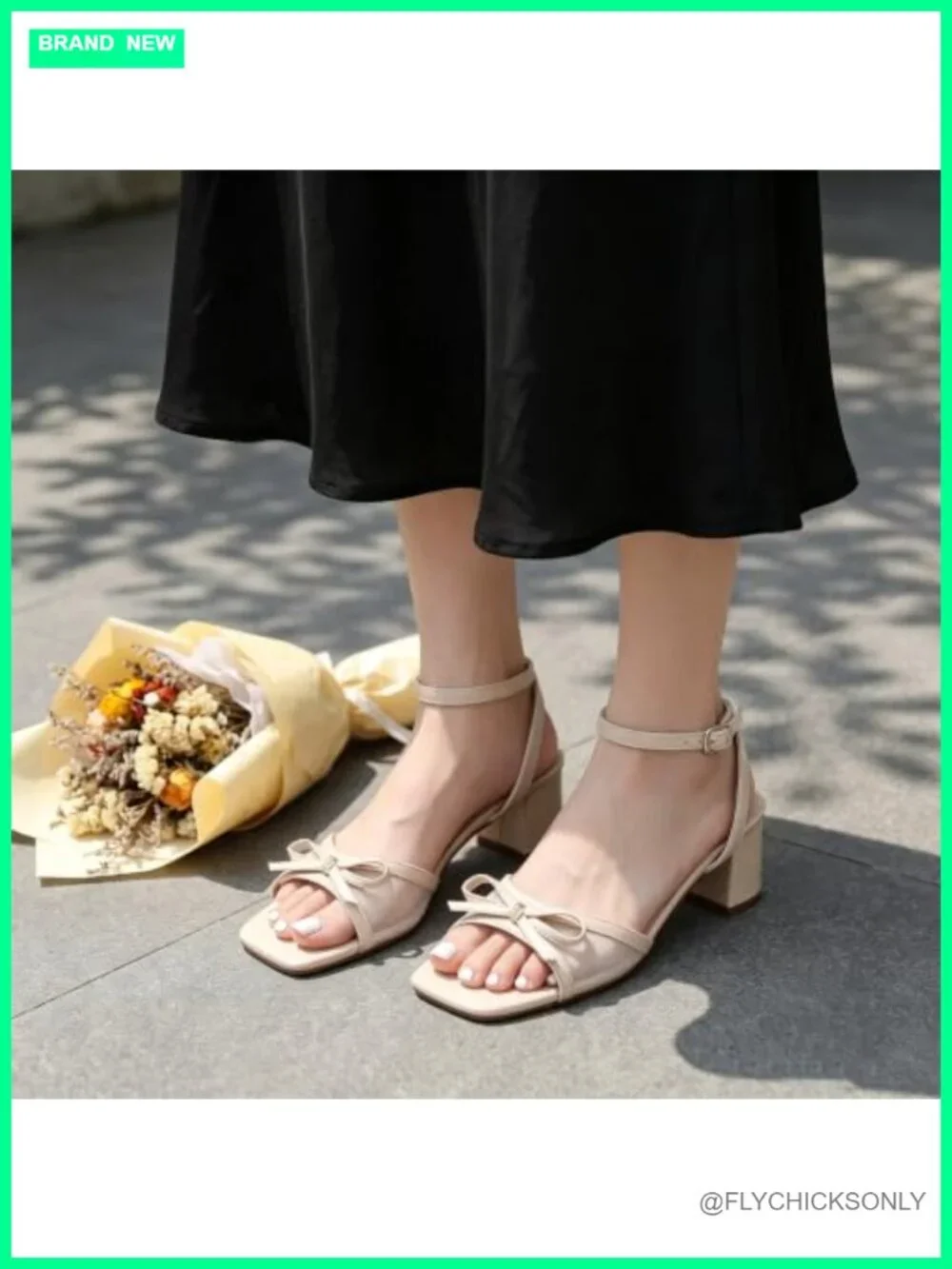 Square Toe Strappy Heeled Sandals with Chunky Block Heel